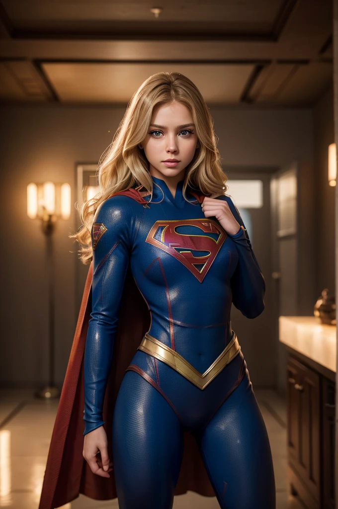 1girl, supergirl, beautiful detailed eyes, beautiful detailed lips, extremely detailed face, long eyelashes, blonde hair, tight blue suit, heroic pose, penetration, explicit sexual content, photoreal, 8k, highres, masterpiece, cinematic lighting, dramatic lighting, vivid colors, getting fucked in her pussy.
