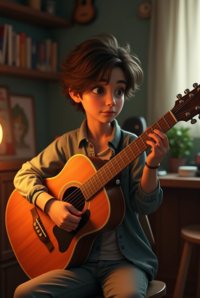 Children listen to music and imagine themselves playing