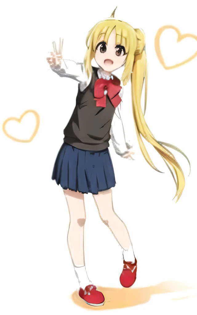 Nijika ijichi,White shirt、Red ribbon around neck、Blonde、ponytail