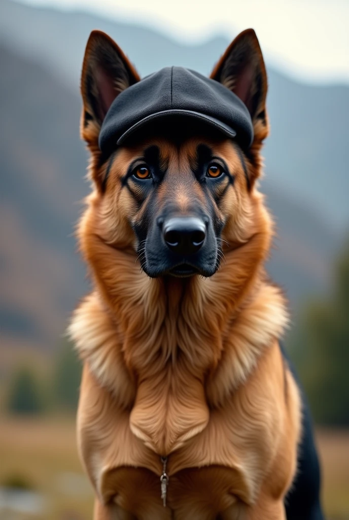 German shepherd dog with black cap