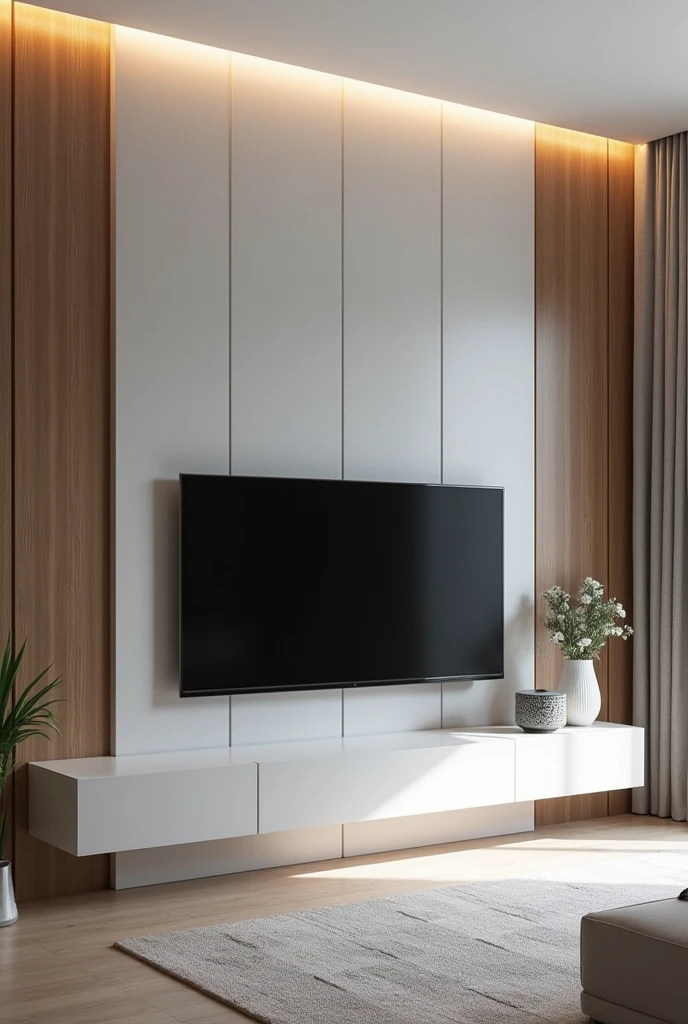 55&quot; TV cabinet" for the living room with 3D sheets and wall panel