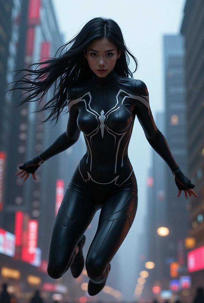 Spider Gwen asian version with half mask in black iron spider suit