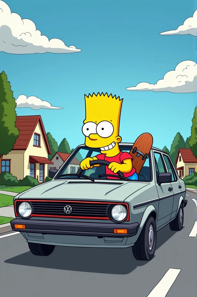 Bart driving a grey Jetta mk4