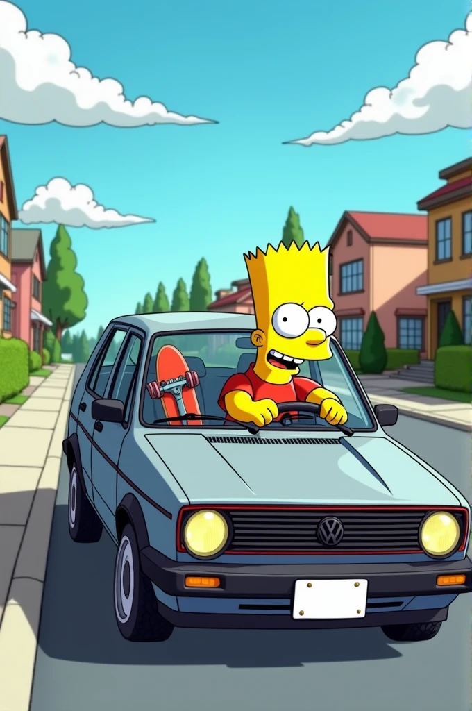 Bart driving a grey Jetta mk4