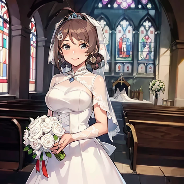 ChougeiKC,
(masterpiece:1.4),(best quality:1.4), (premium:1.4), (great illustration:1.4), (ultra-detailed:1.4),(art CG, 8K), KonishiCSA,1girl,solo, 
(princess line wedding dress:1.4),(Happy Smile:1.4),(cry:1.2),KonishiCSA,church,Stained glass,holylight,

