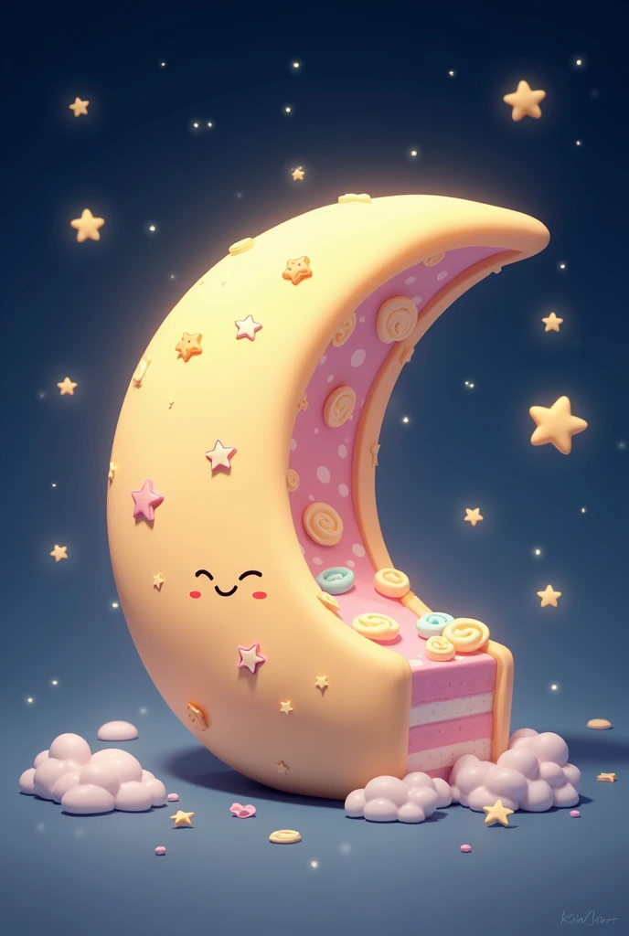 Create a logo with the initials D & Bottom L "Design a moon shaped cake or moon shaped cake. You can add details like stars and polka dots to make the moon look like a decorated cake."