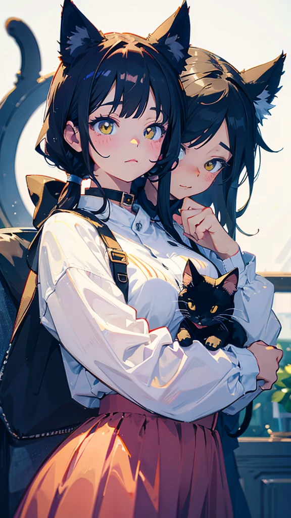 Cat ear、Cat's Tail、Turn around and face your butt towards me、Turning away, Surrealism, cinematic lighting, UHD, high details, best quality, highres, 8k