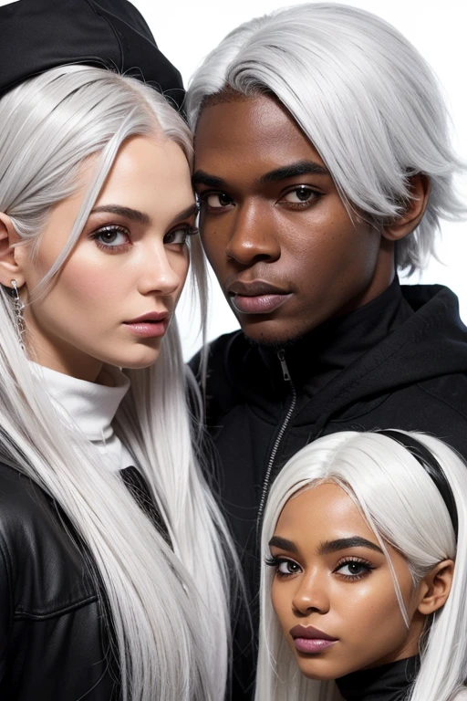 Create for me a black character with white hair  