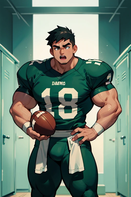 Danny Phantom, ghost, hypnosis, jock, conversion, locker room hallway, hyper muscles, jockstrap, bro, meathead, hypnotized, brainwashed, brainwashing, big dumb jock, football. Danny Fenton is hypnotized by Dash to become another dumb football jock bro. Glowing green eyes. Hyper crotch bulge. Massive bulging crotch. Big balls. Big biceps. Big triceps. Big traps. Broad shoulders. Big meaty pecs. Big thighs. Thick glutes. Football team assimilation. Black hair. Deep dull voice. glazed expression. dumber and dumber. Open mouth. Clothes turning into a football uniform. Forgetting. "I feel like I ... I ... I'm a ... I'm a .... "Bro, I feel ... kinda ... uhhh ... stupid...? Like, ... my head gets ... dumber, and ... dumber, and ... dumber..... I'll ... be dumb ... for Coach.... Bigger and bigger ... dumber and dumber.... Huhuhuh.... Yes, Coach. A good dumb jock is big and dumb. A good dumb jock's what I'll become.... Must grow big..... Must grow dumb.... Don't think.... Obey Coach.... Yes, Coach, I must obey.... The Big Dumb Jocks are here to stay.... Protect the QB. Whatever you say.... Dash, ... is my quarterback.... Dash ... is my bro...."