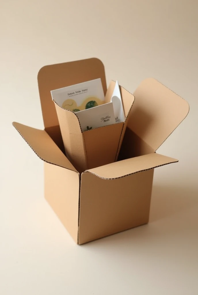 I need you to create a design for a box made of cardboard to store gifts but when opened it has an apparently 3-fold function and has a double function, double use.