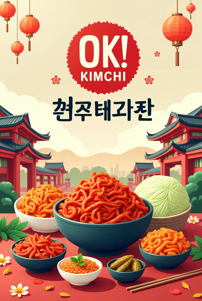 Create poster for advertisement purpose.

Add in our Brand's logo, OK! Kimchi. Please search the logo in Google or . Our product brand is OK! Kimchi, which origin from Miri, Sarawak, Malaysia.

Please use light and attractive colour to do the design, add in Korean culture elements to highlight the traditional food of kimchi. Add in product image of our cabbage Kimchi 500g and 300g, radish kimchi 300g, 2 in 1 kimchi 300g and radish pickles 300g

Add in words as below :
OK! Kimchi, one of the best Korean authentic kimchi you can found in town!