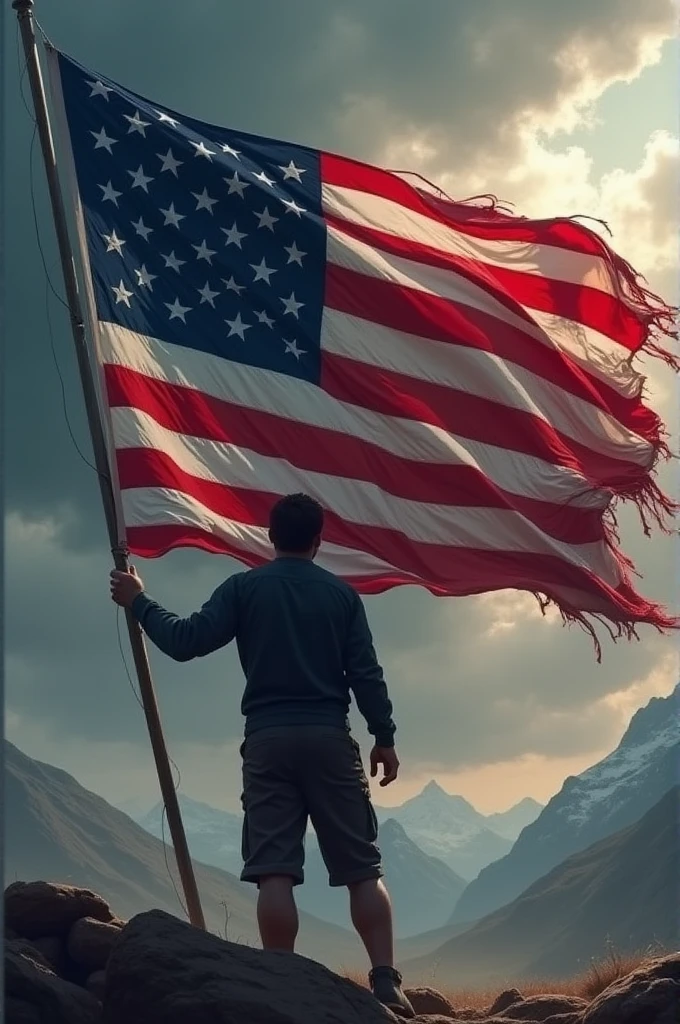 Open holding the American flag
