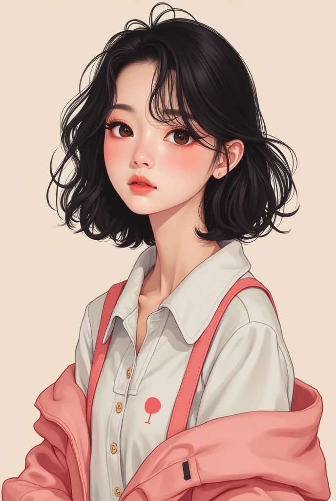 Korean  girl with minimalist background and cute outfit for my avatar