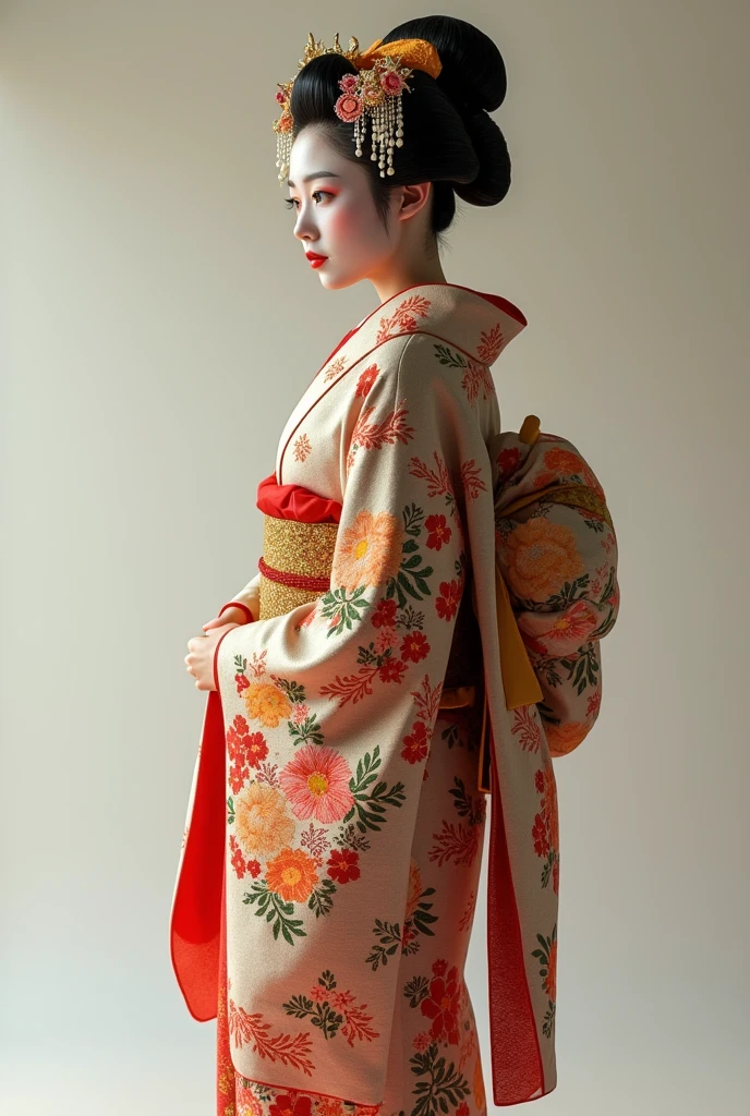 A very detailed full-body portrait of a geisha. 8K, Octane Rendering, Complex ultra-details, symmetry  