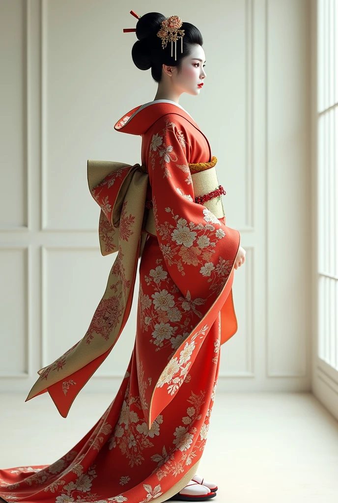 A very detailed full-body portrait of a geisha. 8K, Octane Rendering, Complex ultra-details, symmetry