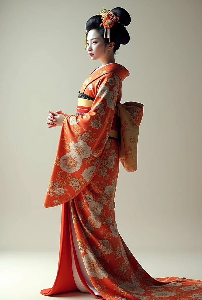 A very detailed full-body portrait of a geisha. 8K, Octane Rendering, Complex ultra-details, symmetry  