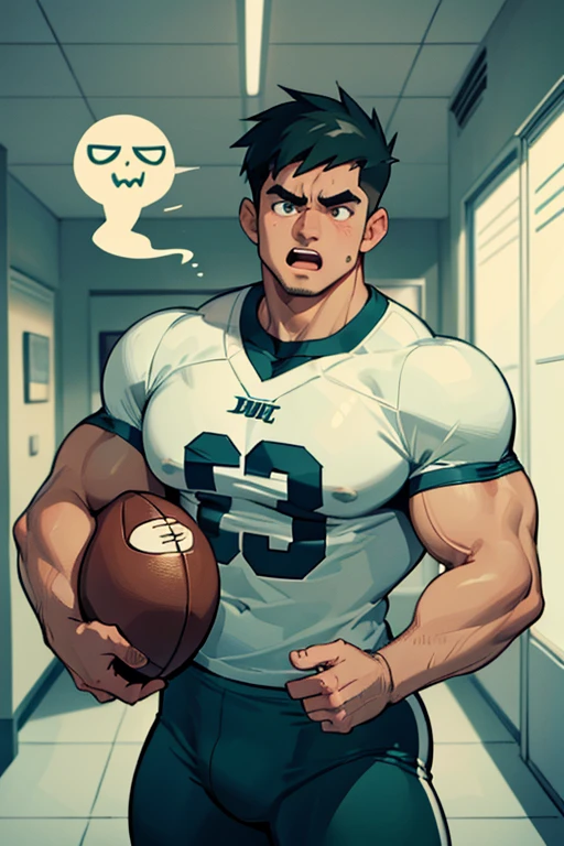 Danny Phantom, ghost, hypnosis, jock, conversion, locker room hallway, hyper muscles, jockstrap, bro, meathead, hypnotized, brainwashed, brainwashing, big dumb jock, football. Danny Fenton is hypnotized by Dash to become another dumb football jock bro. Glowing green eyes. Hyper crotch bulge. Massive bulging crotch. Big balls. Big biceps. Big triceps. Big traps. Broad shoulders. Big meaty pecs. Big thighs. Thick glutes. Football team assimilation. Black hair. Deep dull voice. glazed expression. dumber and dumber. Open mouth. Clothes turning into a football uniform. Forgetting. "I feel like I ... I ... I'm a ... I'm a .... "Bro, I feel ... kinda ... uhhh ... stupid...? Like, ... my head gets ... dumber, and ... dumber, and ... dumber..... I'll ... be dumb ... for Coach.... Bigger and bigger ... dumber and dumber.... Huhuhuh.... Yes, Coach. A good dumb jock is big and dumb. A good dumb jock's what I'll become.... Must grow big..... Must grow dumb.... Don't think.... Obey Coach.... Yes, Coach, I must obey.... The Big Dumb Jocks are here to stay.... Protect the QB. Whatever you say.... Dash, ... is my quarterback.... Dash ... is my bro...." IQ drain. Dumber and dumber. Meathead. Musclehead. Brute. Brutification.