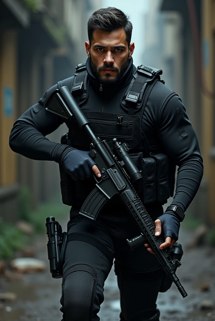 A 20 year men wearing indian army special commando black uniform