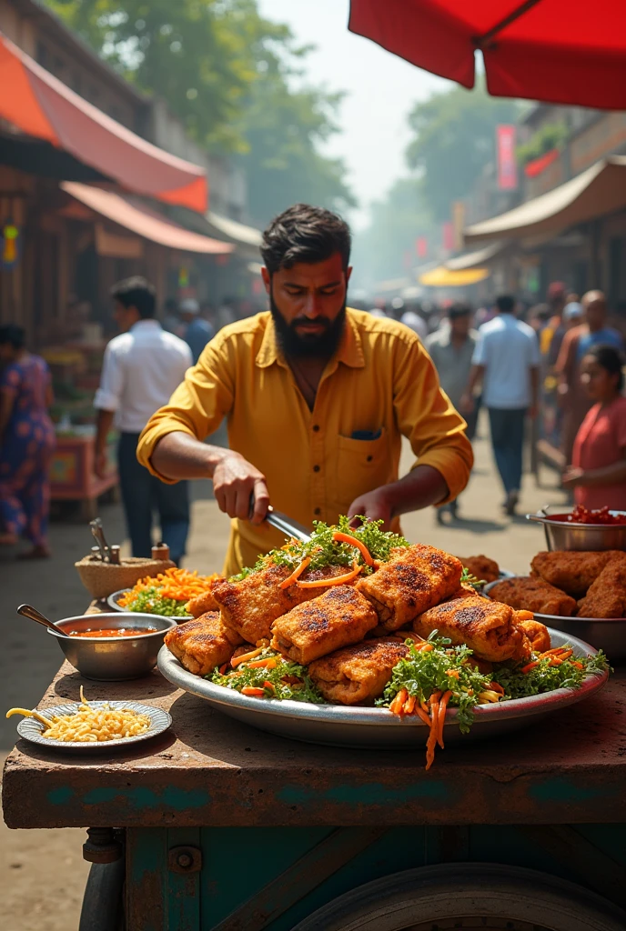 Roadside thela mirzapur chicken roll point