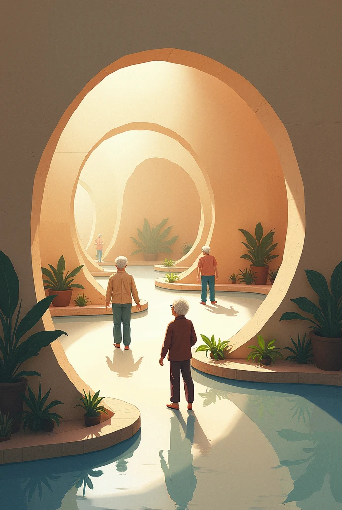 Spiral-based drawing for a senior citizen's gym that reflects old age and peace