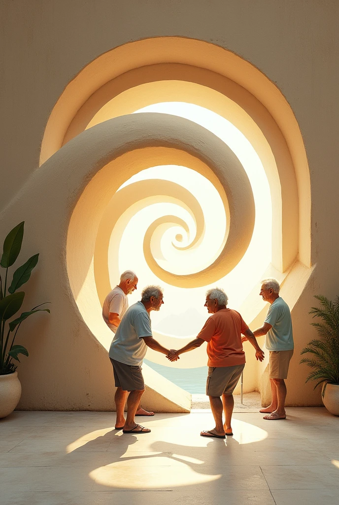 Spiral-based drawing for a senior citizen&#39;s gym that reflects old age and peace 