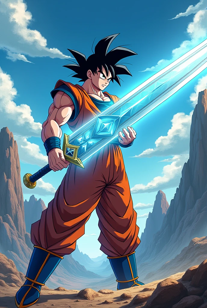 Draw Goku with a diamond sword