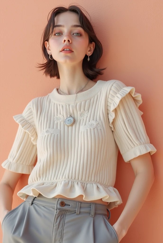 RAW photo, best quality, masterpiece, photorealistic, Polish girl, 20 years old, black hair, Light grey eyes, short bob cut, hair in 7 thirds, hair over one ear, Symmetrical eyes, solo, Detailed Skin, rip gloss, blush