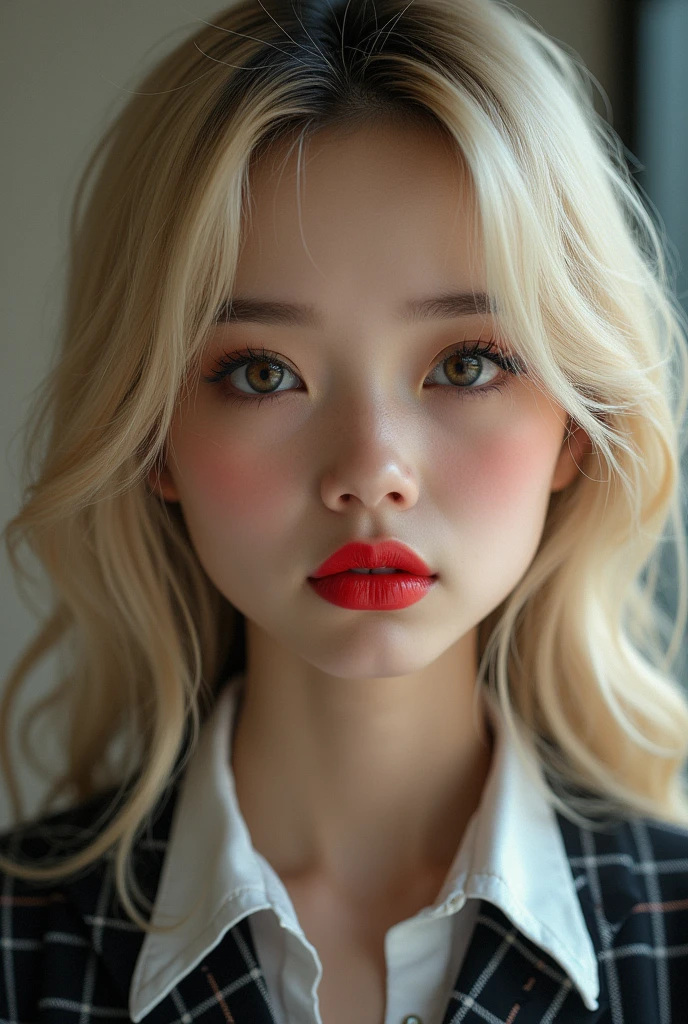 jk school uniform very short plaid skirt very tight shirt blonde hair big green eyes slightly arched forehead, Give my face a unique shape. It flows smoothly into my high, Defined eyebrows. My nose bridge is straight and symmetrical, Lead to a sharp end. My nostrils are small and delicate., Add characters without being overwhelming. My cheekbones are prominent, Highlight my big one, Round eyes are even more. My jawline is strong and defined., Give my face a masculine look despite my feminine features. My neck is long and elegant., It flows effortlessly into my shoulders.. Russian women big pumping lips red lipstick super big fake lips super size lips jk school super short pleated skirt super tight shirt 45 russian silicone face model, I naturally have fine lines and wrinkles around my forehead... These imperfections only make me more human and approachable... They add character and depth to my face., Otherwise, it contrasts beautifully with my otherwise flawless complexion.. Despite these signs of wear,, My overall appearance is still impressive and irresistible.. split