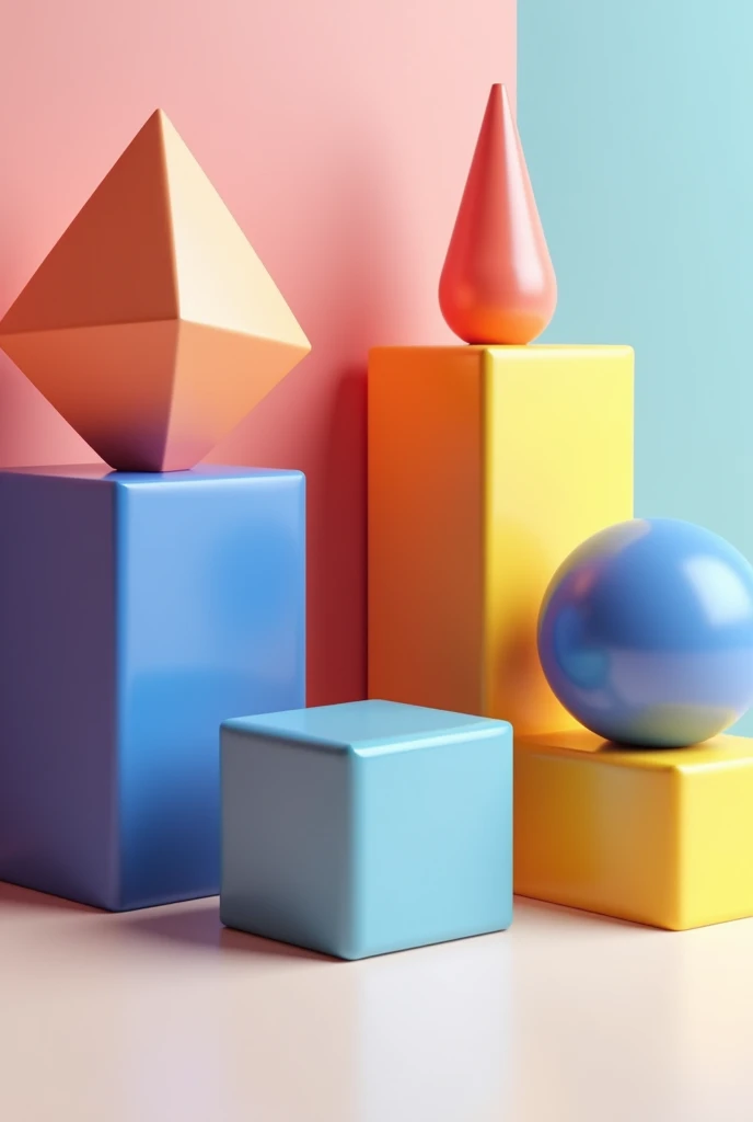 Pice of art using 3 d shape with 5 different shapes