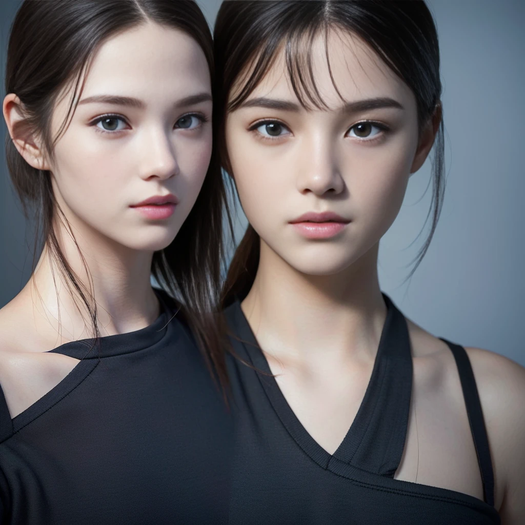 there is a young boy with a red suspender and a black shirt, hyperrealistic , creepy uncanny valley, extremely realistic face, human realistic face, realistic person, 3 d demo reel avatar, realistic human face, realistic face and body hybrid, single realistic face, accurate detailed face, 3d character realistic, detailed realistic face, ultra realistic face, realistic detailed face