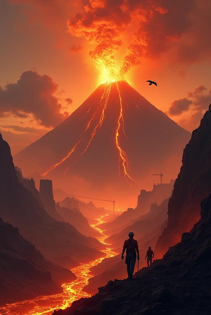 Doomsday Experience Officer，White-haired and delicate teenager，Sprite copying，a volcano erupts,Lava rolling --auto
