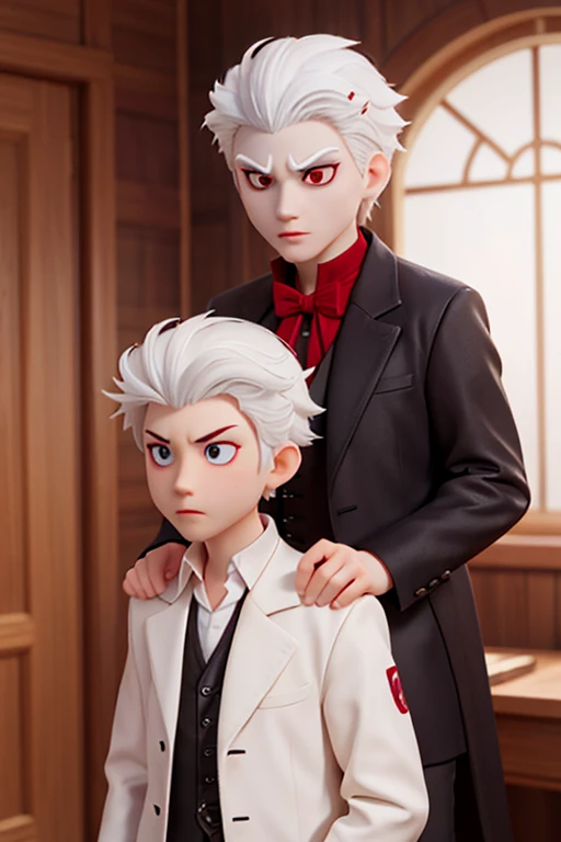 18age、male、neutral、vampire、White skin、White Hair、Red eyes、1people、