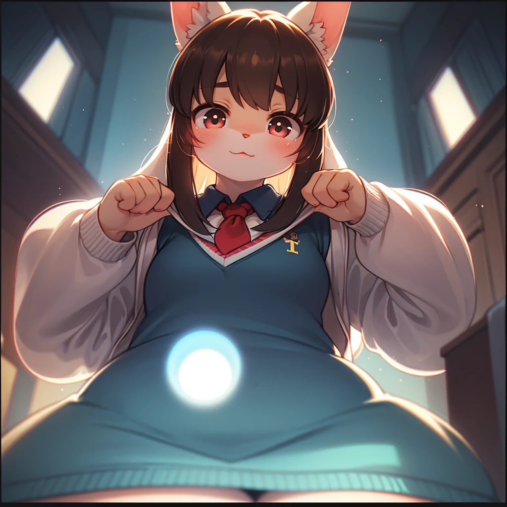(five fingers), (((tiny body))), (((flat chest))), ((((large nipples)))), (huge buttocks), (((Indoor background))), ((Cowboy Shot)), (very short pleated miniskirt), pussy, NSFW, (((((li))))), ((((3 Talents)))), ((((low length)))), (((Young))), ((Big lower body)), ((((Thick thighs)))), (((A happy look))), (((long nipples))), ((erect nipples)), ((Plump)), ((Dynamic composition)), (((1 girl))), (((Large areola))), ((Small pupils), ((Sweat)), (Flushed face), (Vtuber), (((highest quality))), (((Super detailed))), ((masterpiece)), (((M-shaped legs)))