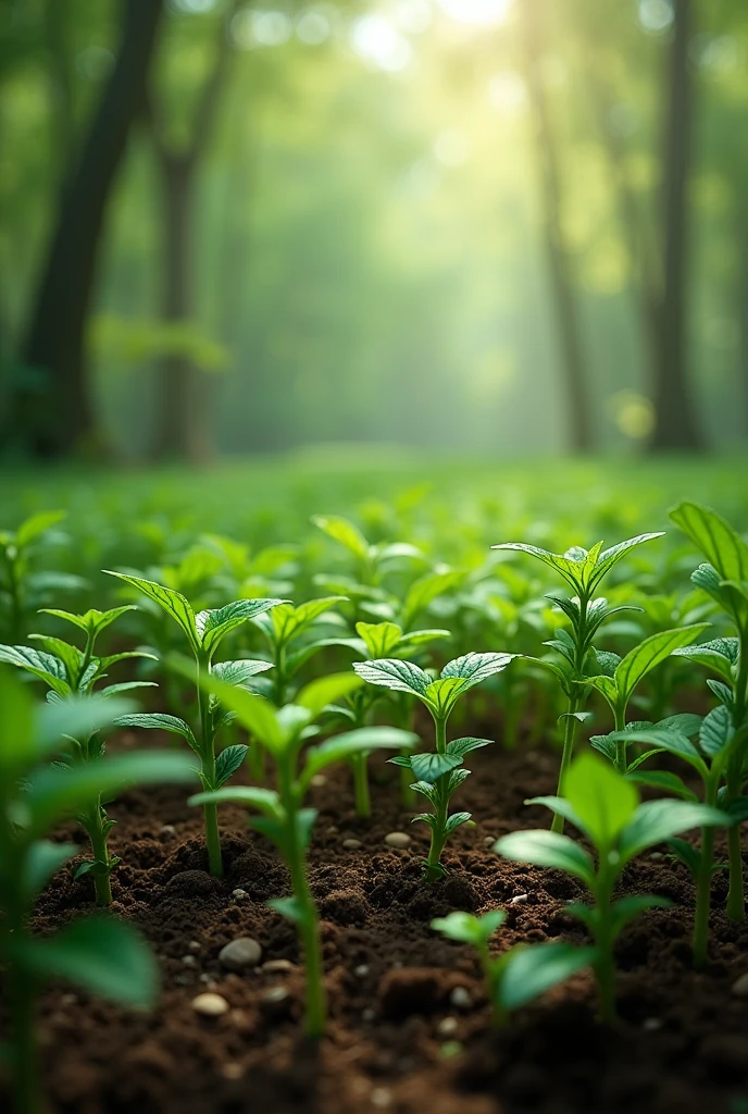 Thousand of samplings tree plants small