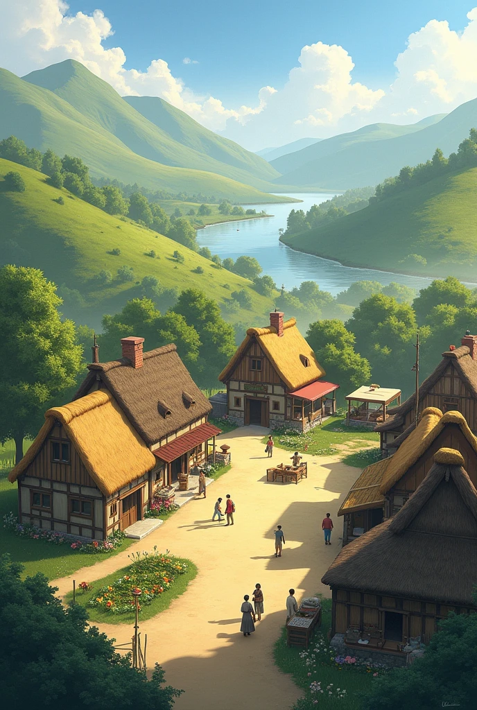 Morning in a village in the valley
