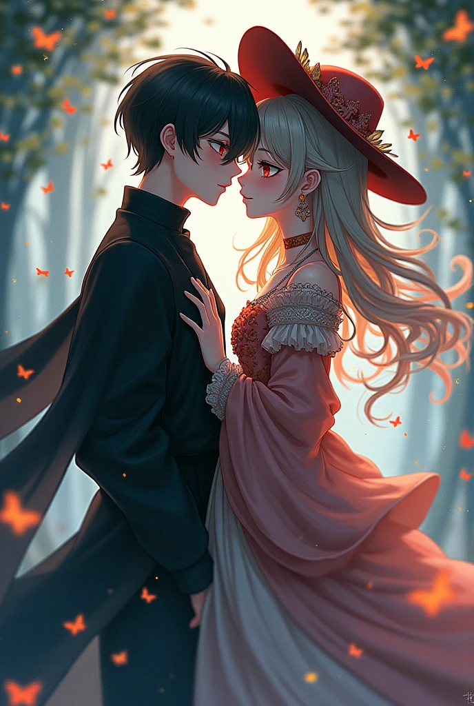 Drawing anime girl with hat and long hair walking, a boy&#39;s soul with short hair, Black color with lenses protecting it