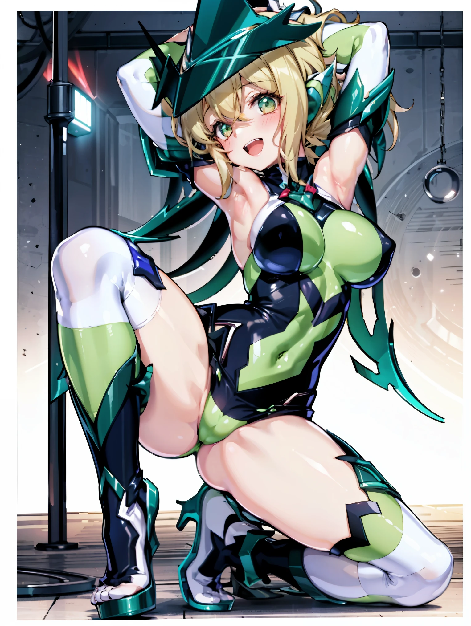 (Extremely detailed CG), (Highest quality),(full body)，(( Spread your legs，Strike a Pose)),1 _girl,alone, Akatsuki Kirika，symphogear，Perfect Face,  Glowing Skin, Glowing Skin, Wide Hips,Tight waist,Knee-high boots，Elbow Bag,1 girl, Long Hair, Big Breasts，Thick thighs，sunset，Octane，(rise_leg:1.2),(leg_in_front_of_girl:1.3),rise_feet,stretch_knee,rise_sole,rise_heel,rise_ toes,rise_ankle,(stretch_leg:1.1),(Buttocks:0.6),big_smile, laugh,back_knee,I-shaped_balance,stretch_knee_back,crotch,