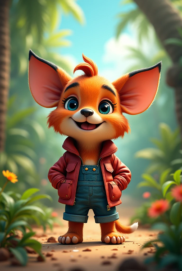 Create a flipbook cover Add Maria Renata&#39;s name to the cover at the top center of the title. 
adding a domestic or jungle animal that is animated with clothes but is not fictional and is colorful.