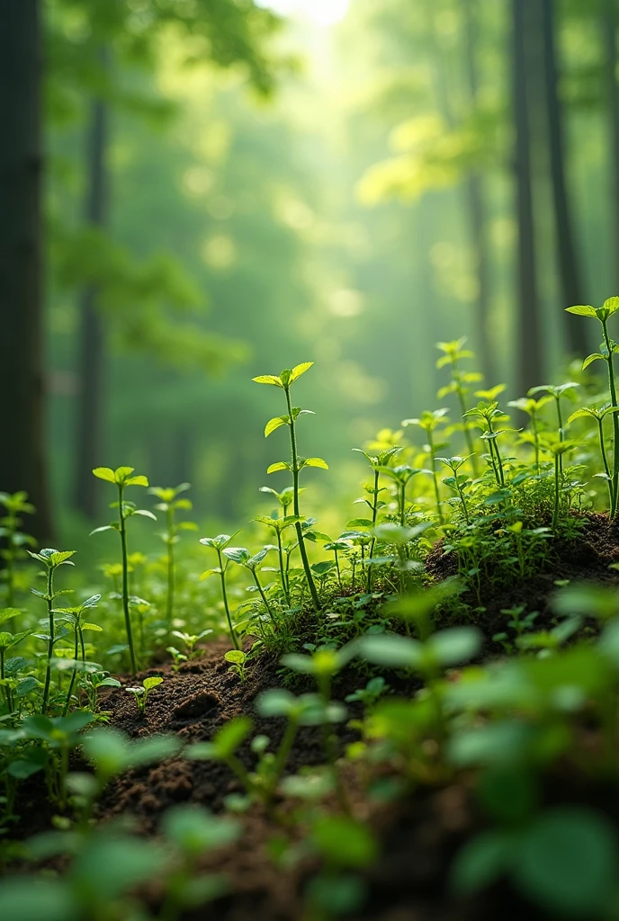 Thousand of samplings tree plants small landscape High quality