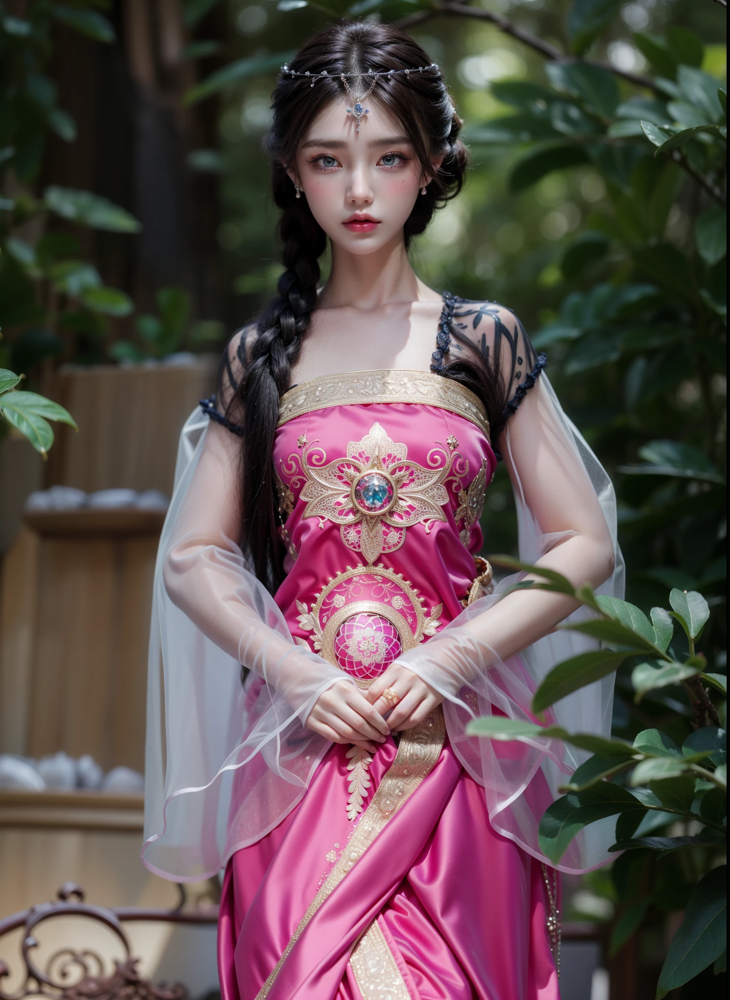 Royal sisters,Exquisite eyes,Frozen Queen,Put the crown on your head,Detailed facial expressions body,Tall and big,Glamorous characters,Leg length,4K,HD,Sensual,White translucent lace,白皙full image,Little cherry mouth,Beautiful and lovely,full image,Glossy Gel Coat,Vampire Queen in luxurious robes,Have a tattoo(Intricate tattoo designs),Ice Princess,Rich facial details,Angel,Eyes are blue(Pupils as deep as the starry sky),Silk printed clothes,Necklace gold,Chinese Silk Hanfu,Fingers straightened