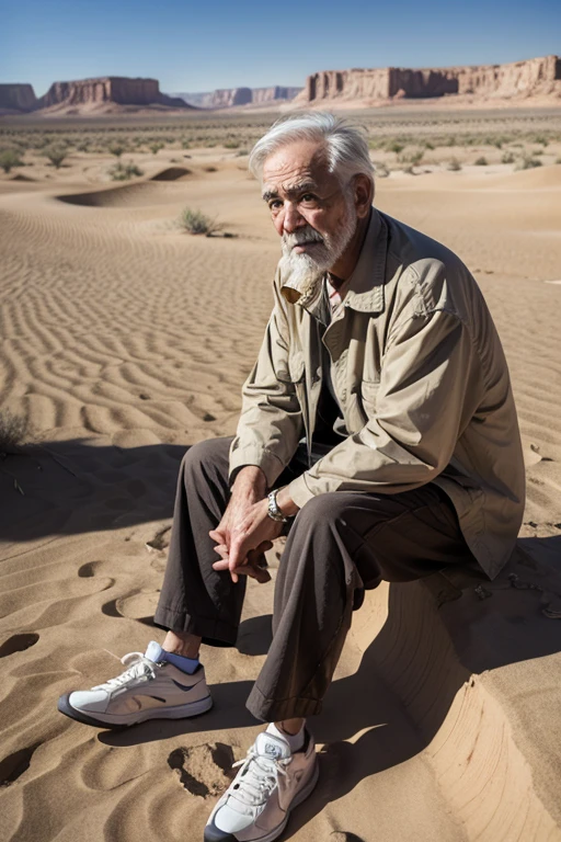 old man in the desert