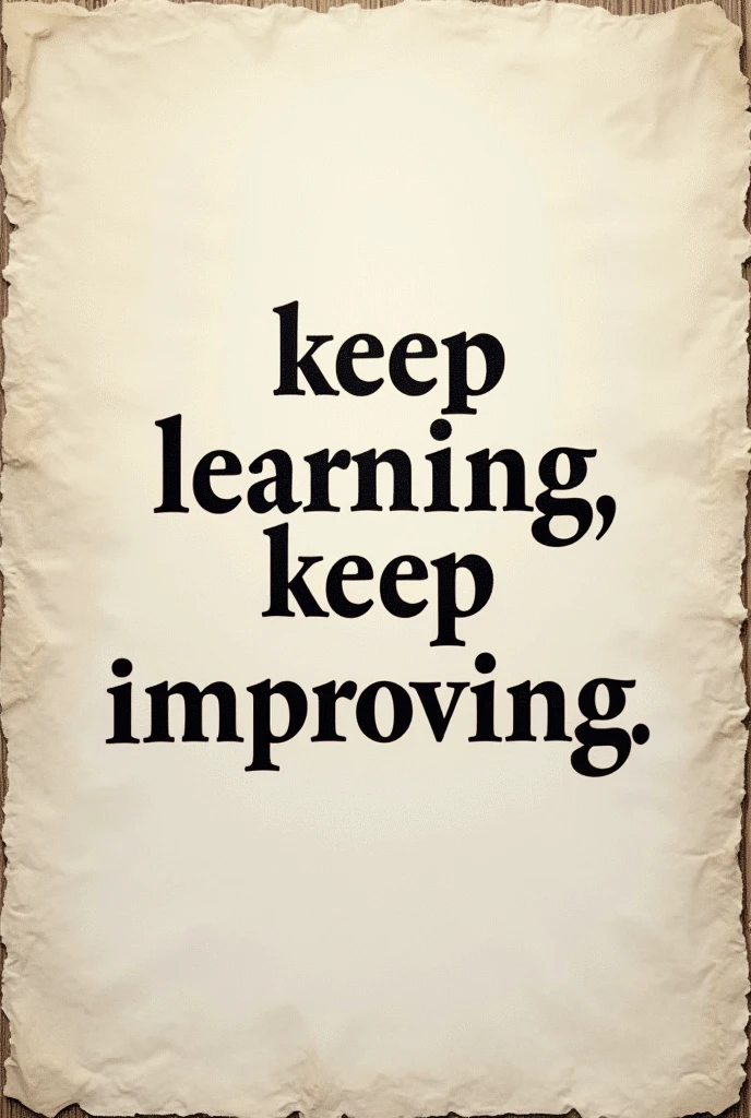 Write this text , Keep learning, keep improving.
on luxury paper portrait