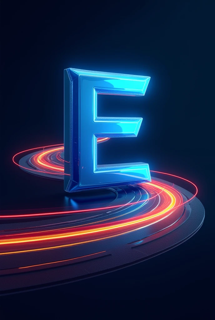 Brand logo，The main body is a blue capital letter E with a sense of technology，There is a curved road composed of red, yellow and blue ribbons below the letters.