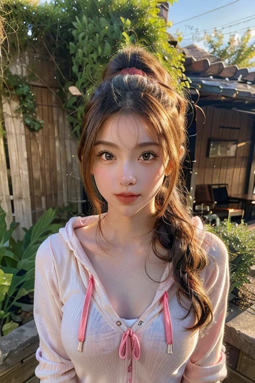 (photograph:1.2)、(photorealistic:1.3)、(masterpiece:1.3)、(Highest image quality:1.4)、ultra high resolution、(detailed eyes)、(detailed facial features)、(Detailed garment features)、8K resolution、solo focus、26 year old mature woman、no makeup、Detailed leal beautiful eyes、bangs、gold hair、long cut hair, braided hair、(realistic skin)、beautiful skin、charming、ultra high resolution、Super realistic、High definition、Camisa branca aberta、small breasts、bust B cup、cool beauty、Gray background、cinematic lighting、perfect、soft light、High resolution skin:1.2、realistic skin texture