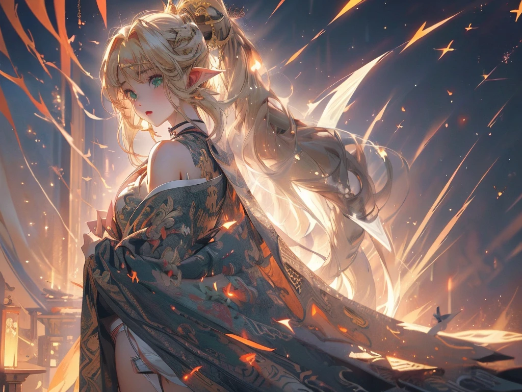 nsfw:1.3,high resolution:1.7, incredibly absurdres, kawaii:1, cute:1.5, hires.fix,anime visual:1,incredibly fine illustration,8k,masterpiece:1.2,best quality, high quality, exquisite, beautiful,insanely detailed, intricate detailed, extremely detailed, Super Definition,ultra high res, Super Resolution, best aesthetic, ultra detailed:1.5,best quality, perfect face, detailed face,illustration:1.2, 8k cg wallpaper, stunning art,absurdres,octane render,ultra hires, Japanese Actress,(Idol),18yo,Beautiful,(Cute and lovely),((white side-tie panties)),pink miniskirt, boots,full body, cute girl,((anime elf with extremely cute and beautiful blonde hair)),((((blonde hair:1.35,colored inner hair,ear breathing)))),(((green_eyes:1.3))),intricate eyes,beautiful detailed eyes,symmetrical eyes,big eyes:1.5,enchanting bright eyes studded with gold and silver dust,(((pinky skin,glowing_skin,lustrous skin:1.5,bright skin: 1.5,skin tanned,shiny skin,very shiny skin,shiny body,plastic glitter skin,exaggerated shiny skin,illuminated skin))),upward breasts,waist slender,(detailed body,(detailed face)),cute,daring,zettai ryouiki,best relationship with four fingers and one thumb,Very Fine Face and Eyes,Very Fine Hair,(Perfect Anatomy),parted_lips,plump lips,Garter Belt,Bare shoulders,Check out our thru-rack chokers and midi rings with chains,