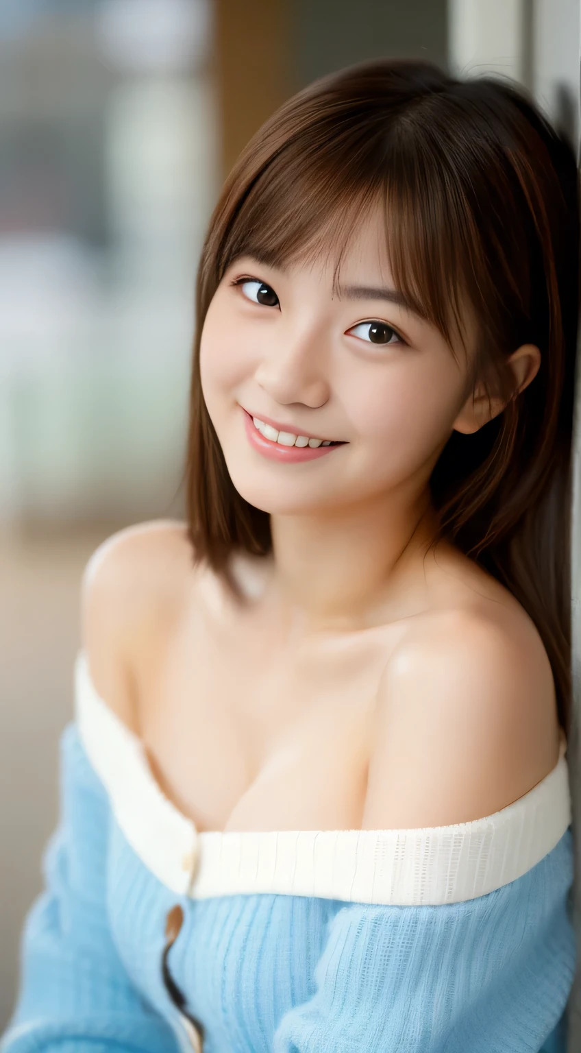 masterpiece,best quality,(Japanese girl),((Beautiful girl)),cleavage,(off shoulder:1.2),(perfect body beauty:1.2),(shy smile),From slightly above