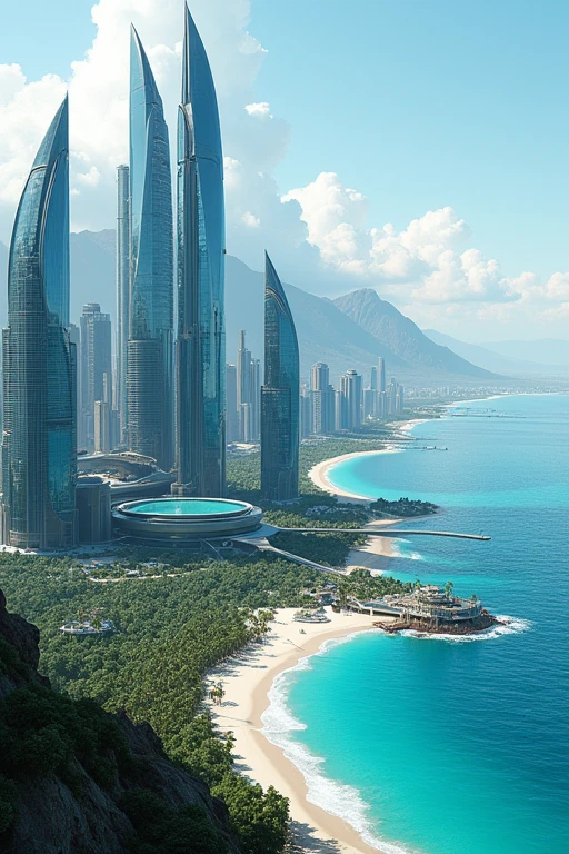 A cool and scenic metropolis and the sharply curved bay coastline