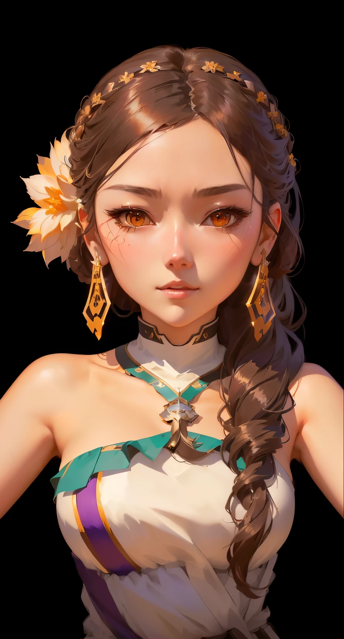 Close-up of a long-haired woman in a dress, guweiz style artwork, Inspired by WLOP, Stylized anime, Produced in collaboration with Anime Painter Studio, Rendering a cute 3D anime girl, Lovely and detailed digital art, Detailed digital anime art, In wlop style, Close-up portrait, 8k high quality detailed art