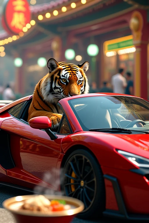 Casino at the zoo Tiger in a sports car Casino Japanese ramen