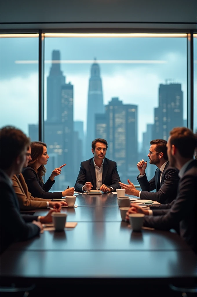 in a meeting there are people that talks about implementing a new policy